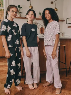 Zwart-wit pandaprint - Verpakking van 3 pyjama's met joggingbroek (3 - 16 jr)