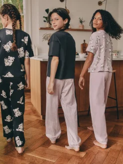 Zwart-wit pandaprint - Verpakking van 3 pyjama's met joggingbroek (3 - 16 jr)