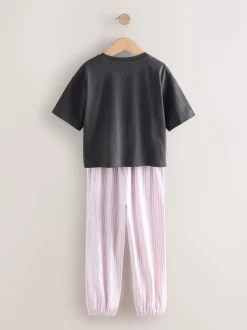 Zwart-wit pandaprint - Verpakking van 3 pyjama's met joggingbroek (3 - 16 jr)