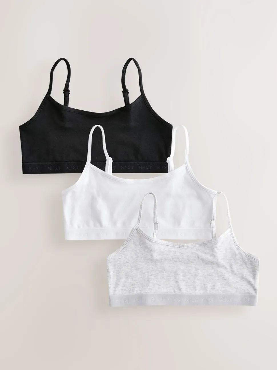 Zwart/wit/grijs - Set van 3 crop tops met bandjes (5 - 16 jr)