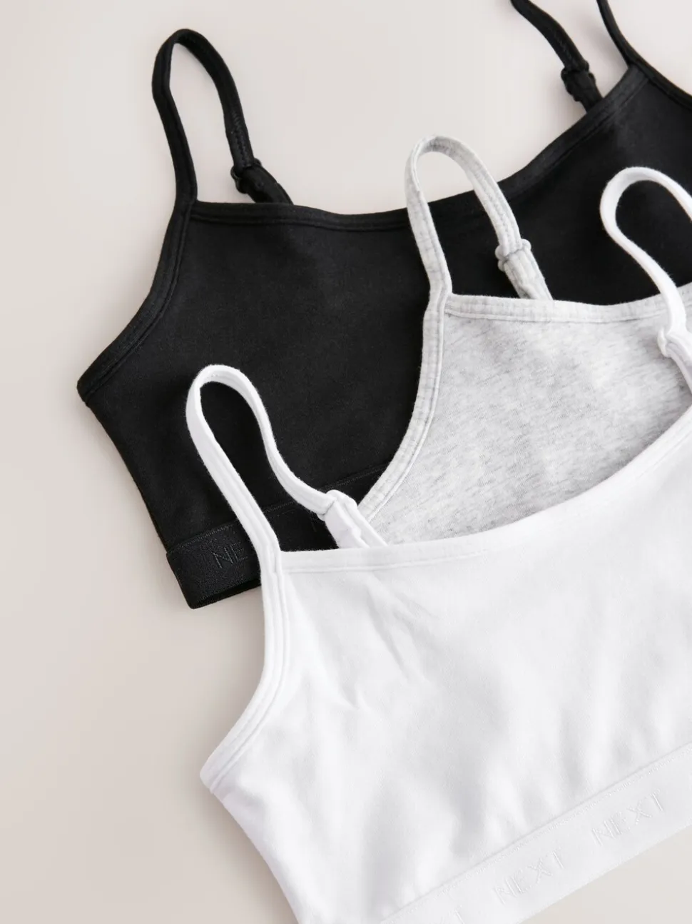 Zwart/wit/grijs - Set van 3 crop tops met bandjes (5 - 16 jr)