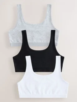 Zwart/wit/grijs - Set van 3 crop tops met diepe ronde hals (5 - 16 jr)