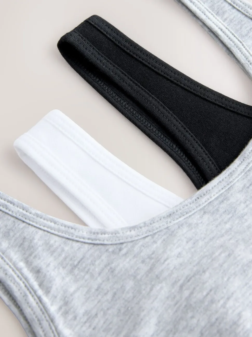 Zwart/wit/grijs - Set van 3 crop tops met diepe ronde hals (5 - 16 jr)