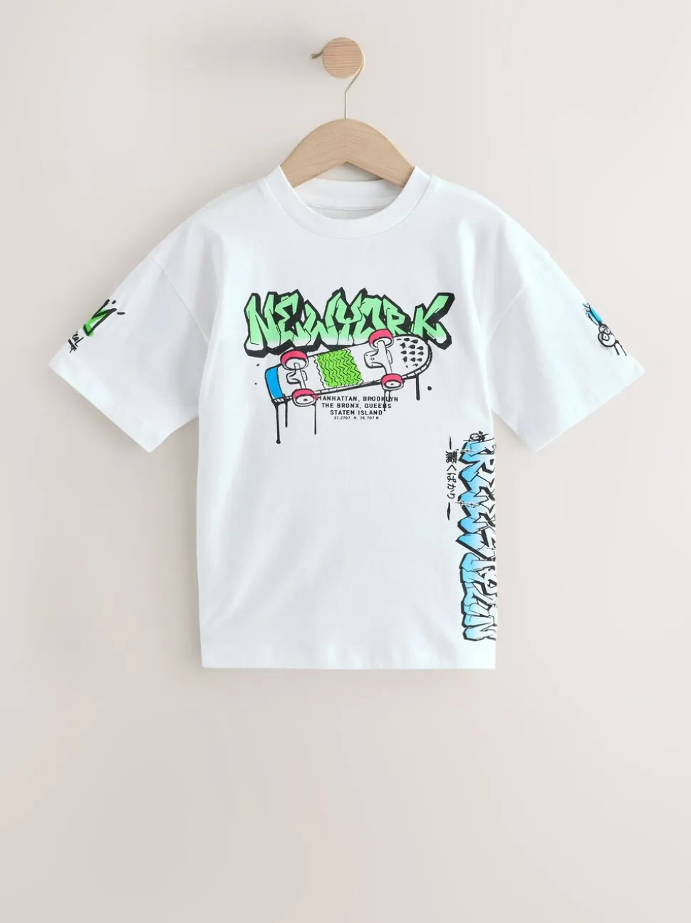 Zwart/wit/grijs - Verpakking van 3 relaxte T-shirts met grafische print en korte mouwen (3-16jr)