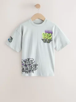 Zwart/wit/grijs - Verpakking van 3 relaxte T-shirts met grafische print en korte mouwen (3-16jr)
