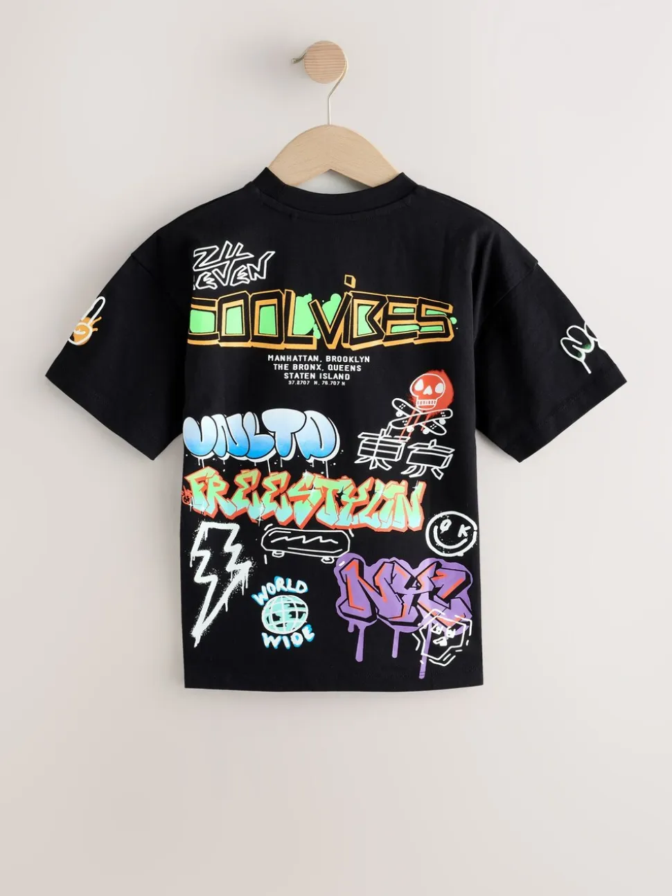 Zwart/wit/grijs - Verpakking van 3 relaxte T-shirts met grafische print en korte mouwen (3-16jr)