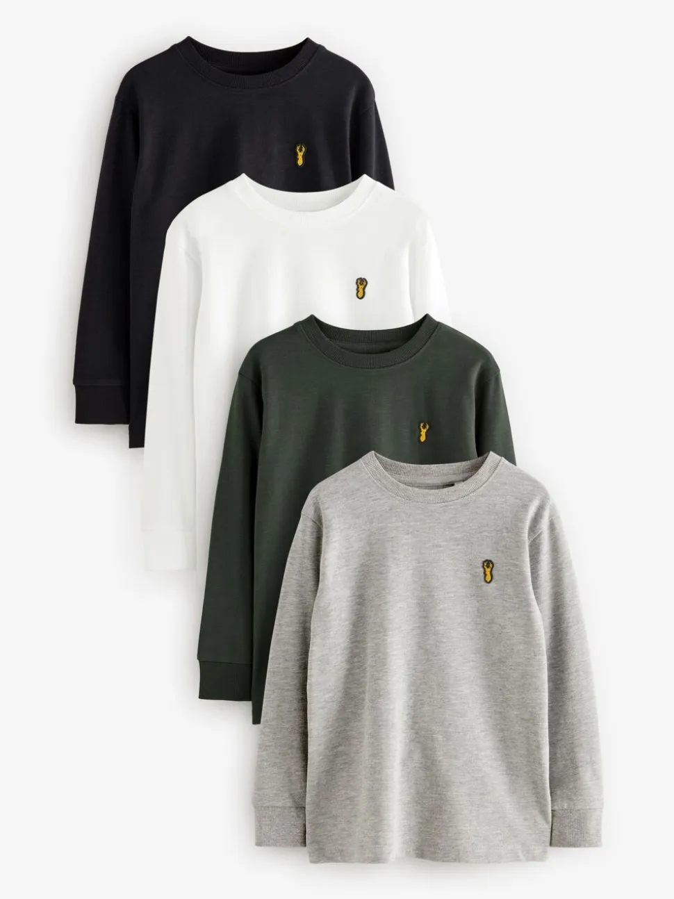 Zwart/wit/grijs - Verpakking van 4 zachte T-shirts met lange mouwen (3-16jr)