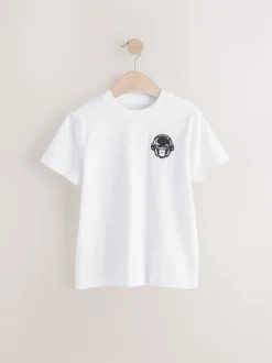 Zwart/wit/grijs gemêleerd/kaki - Verpakking van 4 T-shirts met kleine grafische print en korte mouwen (3 - 16 jr)