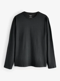 Zwart/Wit/Grijs/Blauw - Slim Fit - verpakking van 5 regular-fit T-shirts met lange mouwen van 100% katoen