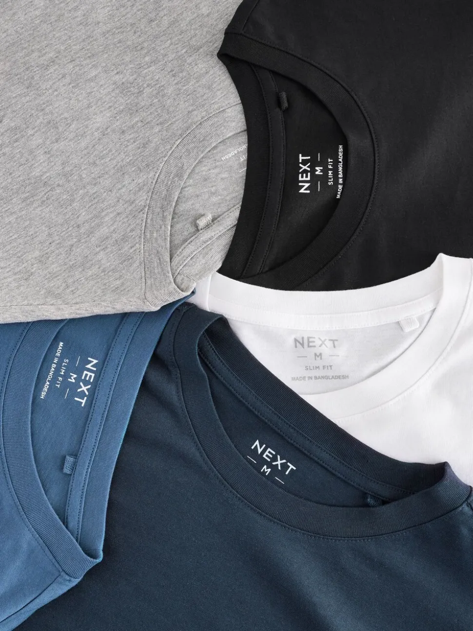 Zwart/Wit/Grijs/Blauw - Slim Fit - verpakking van 5 regular-fit T-shirts met lange mouwen van 100% katoen