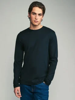 Zwart/Wit/Grijs/Blauw - Slim Fit - verpakking van 5 regular-fit T-shirts met lange mouwen van 100% katoen