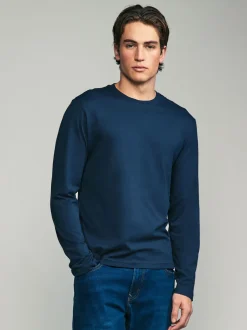 Zwart/Wit/Grijs/Blauw - Slim Fit - verpakking van 5 regular-fit T-shirts met lange mouwen van 100% katoen