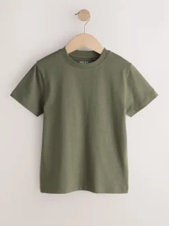 Zwart/wit/grijs/kaki - Set van 4 T-shirts met korte mouwen (3-16 jr)