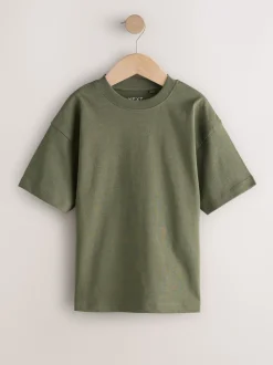 Zwart/wit/grijs/kaki - Set van 4 T-shirts met korte mouwen (3-16 jr)