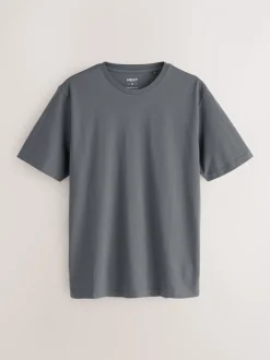 Zwart/Wit/grijs/leigrijs/kiezelkleurig/Bruin - Normale Pasvorm - Essential katoenen T-shirts verpakking van 6