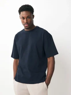 Zwart/wit/kiezelkleurig/marineblauw/grijs - Set van 5 ruimvallende dikke T-shirts