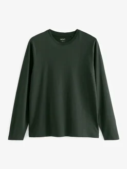 Zwart/wit/marineblauw/groen/bordeauxrood - Normale Pasvorm - verpakking van 5 regular-fit T-shirts met lange mouwen van 100% katoen
