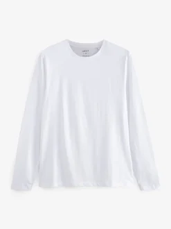 Zwart/wit/marineblauw/groen/bordeauxrood - Normale Pasvorm - verpakking van 5 regular-fit T-shirts met lange mouwen van 100% katoen