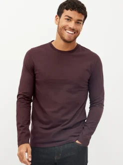 Zwart/wit/marineblauw/groen/bordeauxrood - Normale Pasvorm - verpakking van 5 regular-fit T-shirts met lange mouwen van 100% katoen