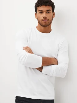Zwart/wit/marineblauw/groen/bordeauxrood - Normale Pasvorm - verpakking van 5 regular-fit T-shirts met lange mouwen van 100% katoen