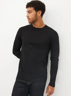Zwart/wit/marineblauw/groen/bordeauxrood - Normale Pasvorm - verpakking van 5 regular-fit T-shirts met lange mouwen van 100% katoen