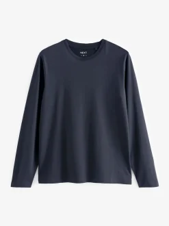 Zwart/wit/marineblauw/groen/bordeauxrood - Normale Pasvorm - verpakking van 5 regular-fit T-shirts met lange mouwen van 100% katoen
