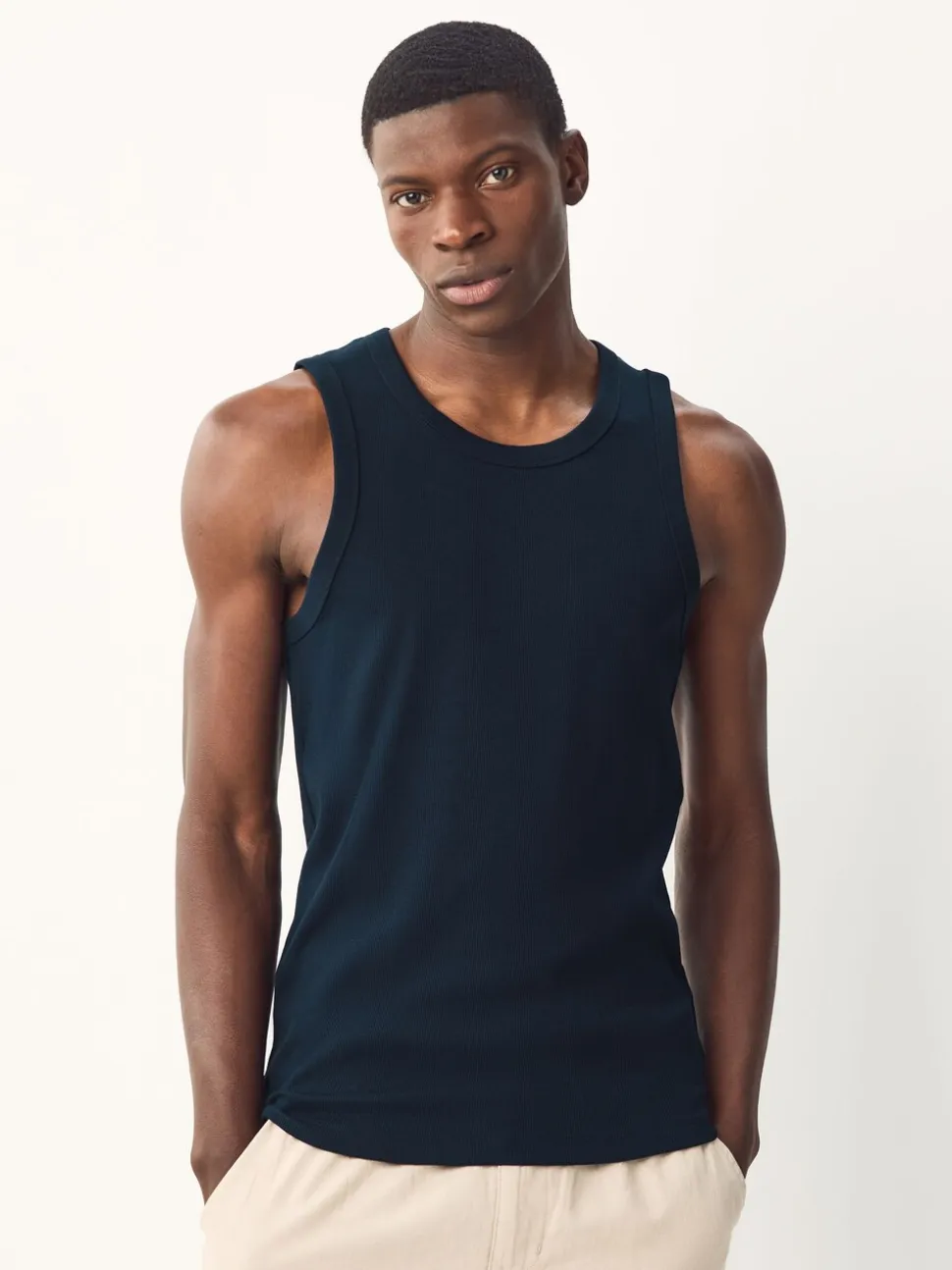 Zwart/wit/naturel/marineblauw - 4 Stuks slim-fit - Tricot hemdje