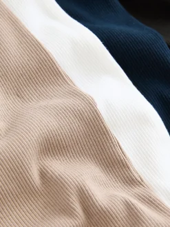 Zwart/wit/naturel/marineblauw - 4 Stuks slim-fit - Tricot hemdje