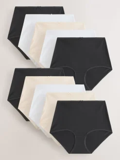Zwart/wit/pastelroze huidskleur - Full Briefs Cotton Knickers 10 Pack
