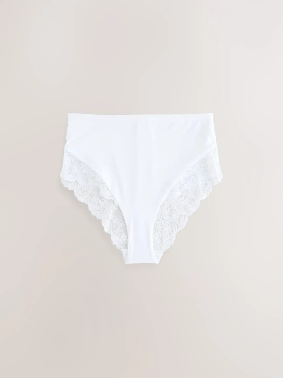 Zwart/wit/praline huidskleur - Microvezel & Kant Hoge Taille Slip 3 Pak